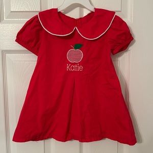 Embroidered apple school red dress Katie size 3